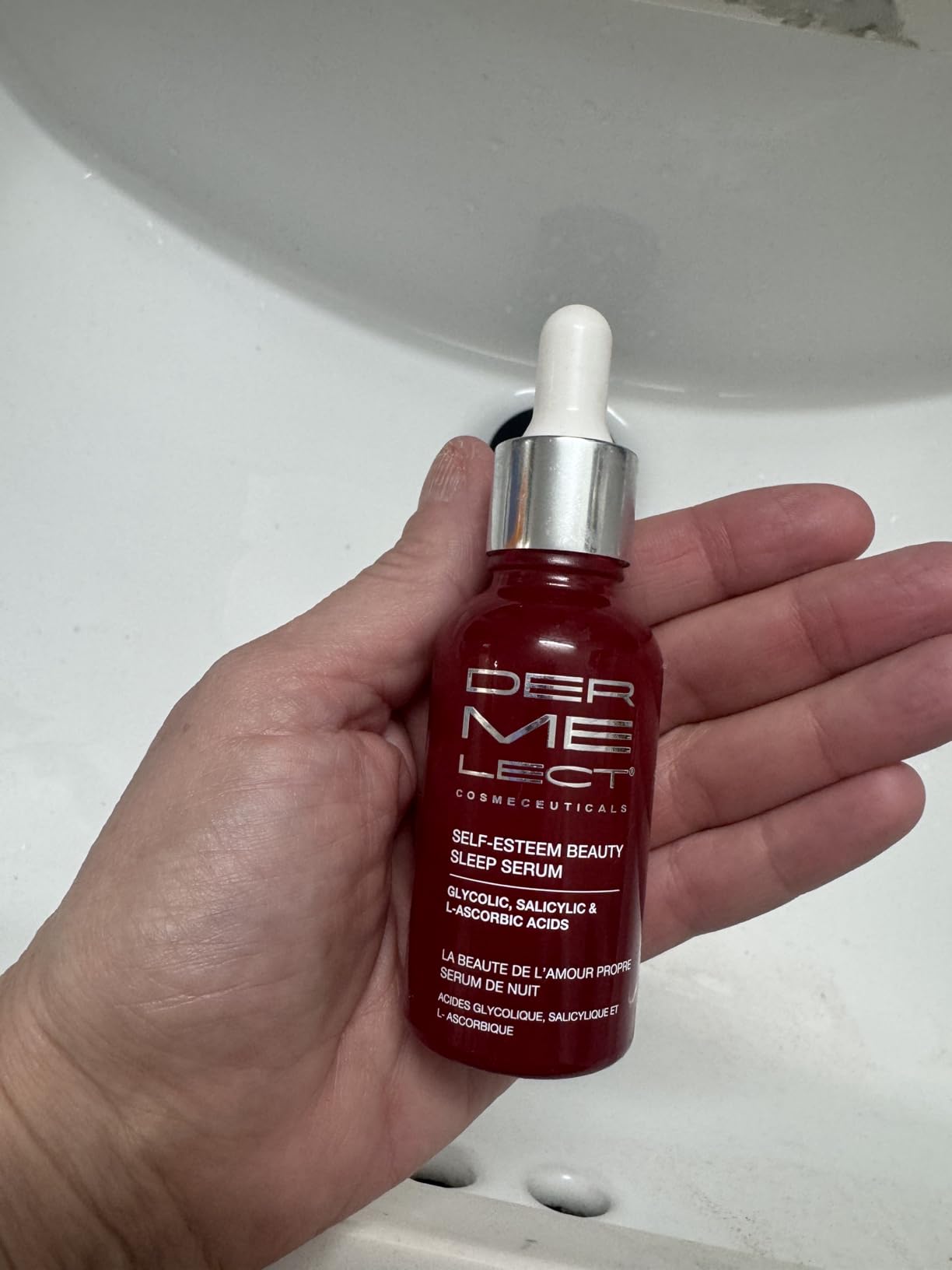 Dermelect Cosmeceuticals Self-Esteem Beauty Sleep Serum – Exfoliating Nighttime Treatment with Glycolic Acid, Salicylic Acid & Vitamin C – Enhances Skin Radiance & Smooths Texture – 1 oz