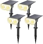 Linkind Éclairage solaire Étanche à l'extérieur IP67, StarRay Lumières solaires extérieures dusk-to-Dawn 3 Modes d'éclairage Spot solaire lumières extérieures pour jardin, cour, paysage (blanc chaud, 6 Boîte)