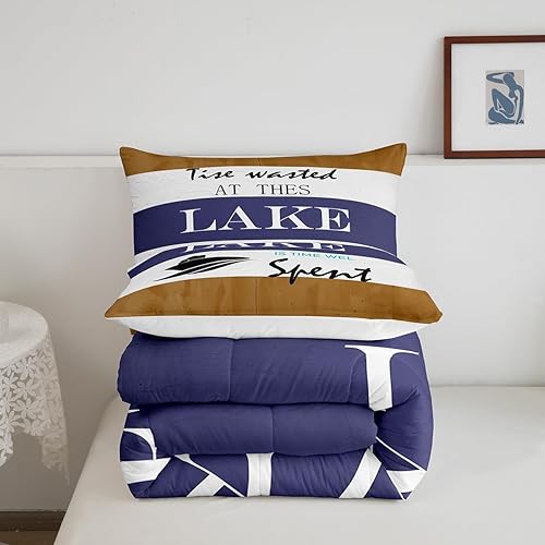 Miniatura 6 de Castle Fairy Lake Life - Juego de edredón tamaño King, juego de ropa de cama de madera rústica vintage para todas las estaciones, juego de edredón