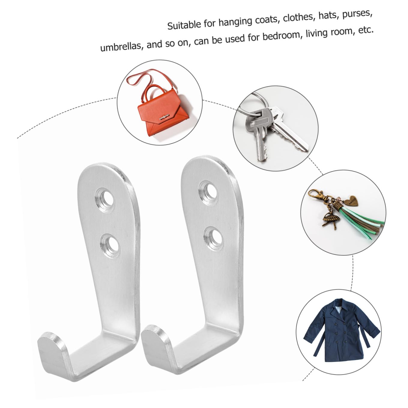 4 Set Gancio Acciaio Inossidabile Da Supporti Prong Facile Installazione Design Versatile E Robusto Per Abbigliamento E Accessori 4 Pezzi*4