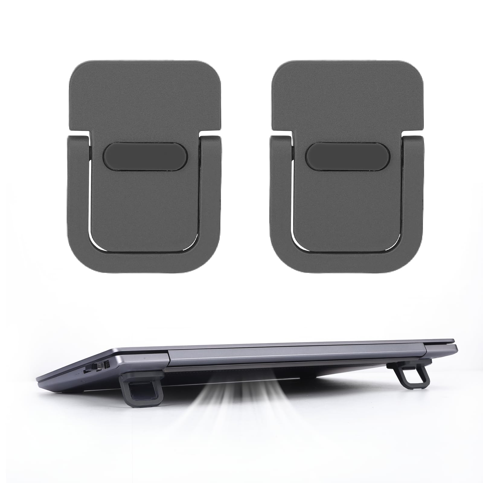 Black Computer Keyboard Stand, Laptop Feet Keyboard Riser for Desk, Computer Keyboards Lift Foldable Laptop Stand for Desk, Self Adhesive Portable Mini Laptops Riser Stands for Macbook Air Pro