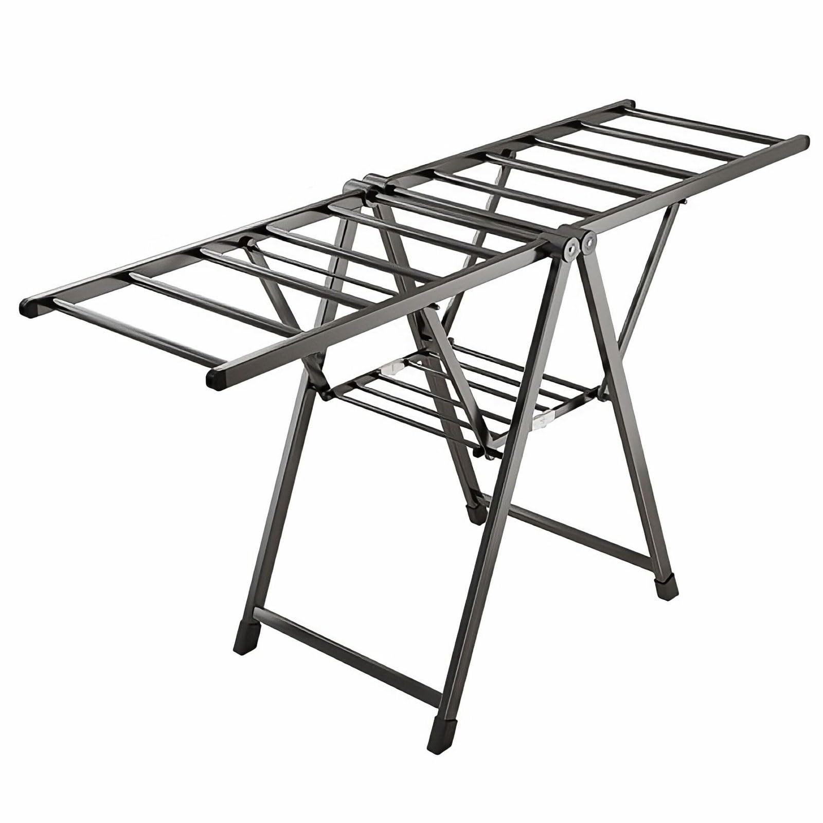 GFJryET Folding clothes horse, 2-Tier Folding Laundry Drying Rack, Clothes With Height-Adjustable Wings Freestanding(150cm silver)