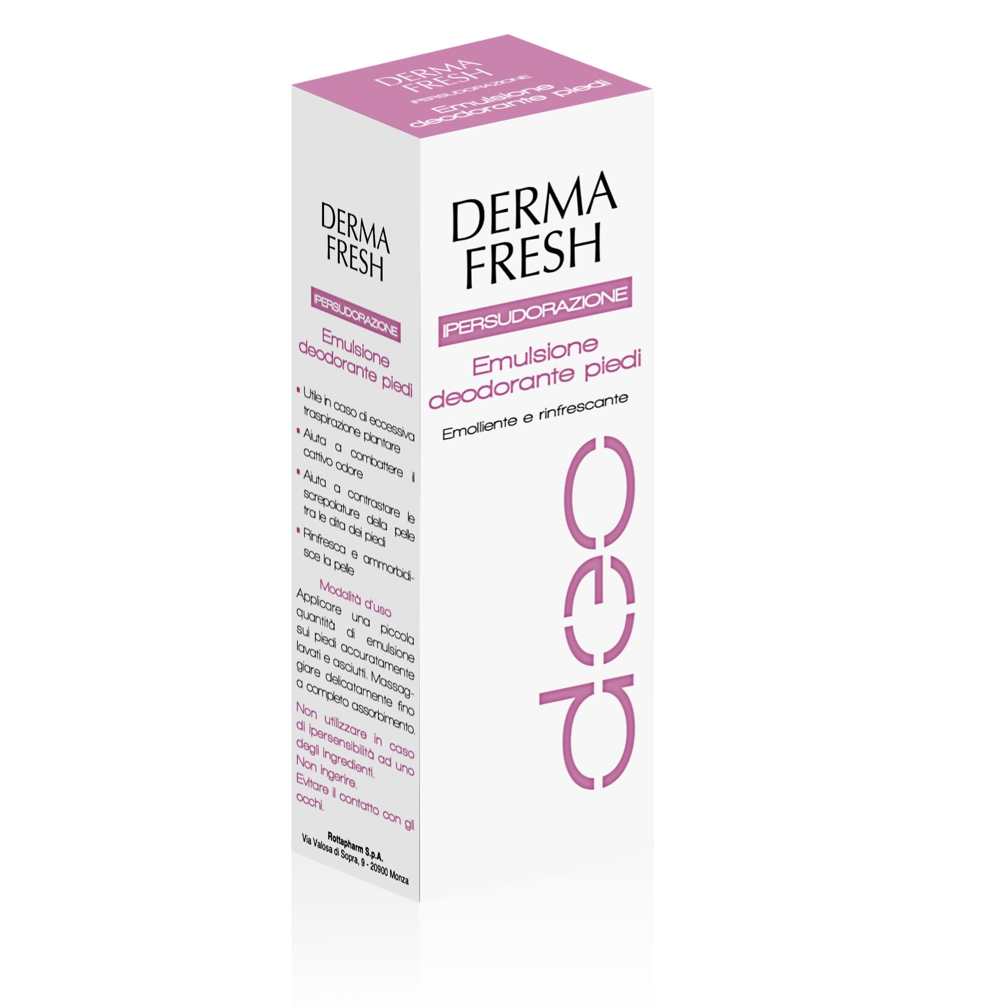 Dermafresh Ipersudorazione, Crema Deodorante Piedi, Antitraspirante, 100 ml