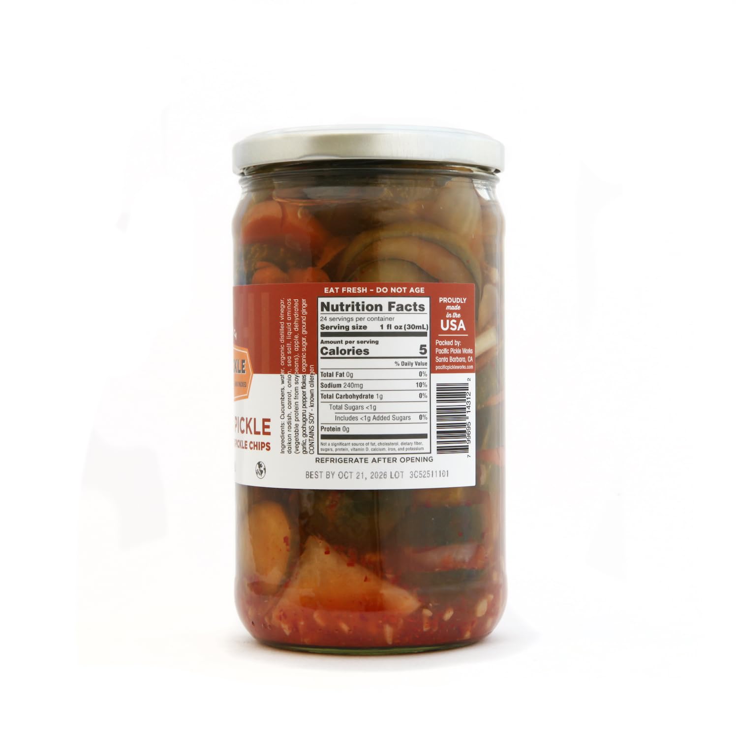 Pacific Pickle Works - Kimchi meets Pickle - Seoul Satisfying Thick Pickle Chips, 24 Fl Oz (Pack of 3)
