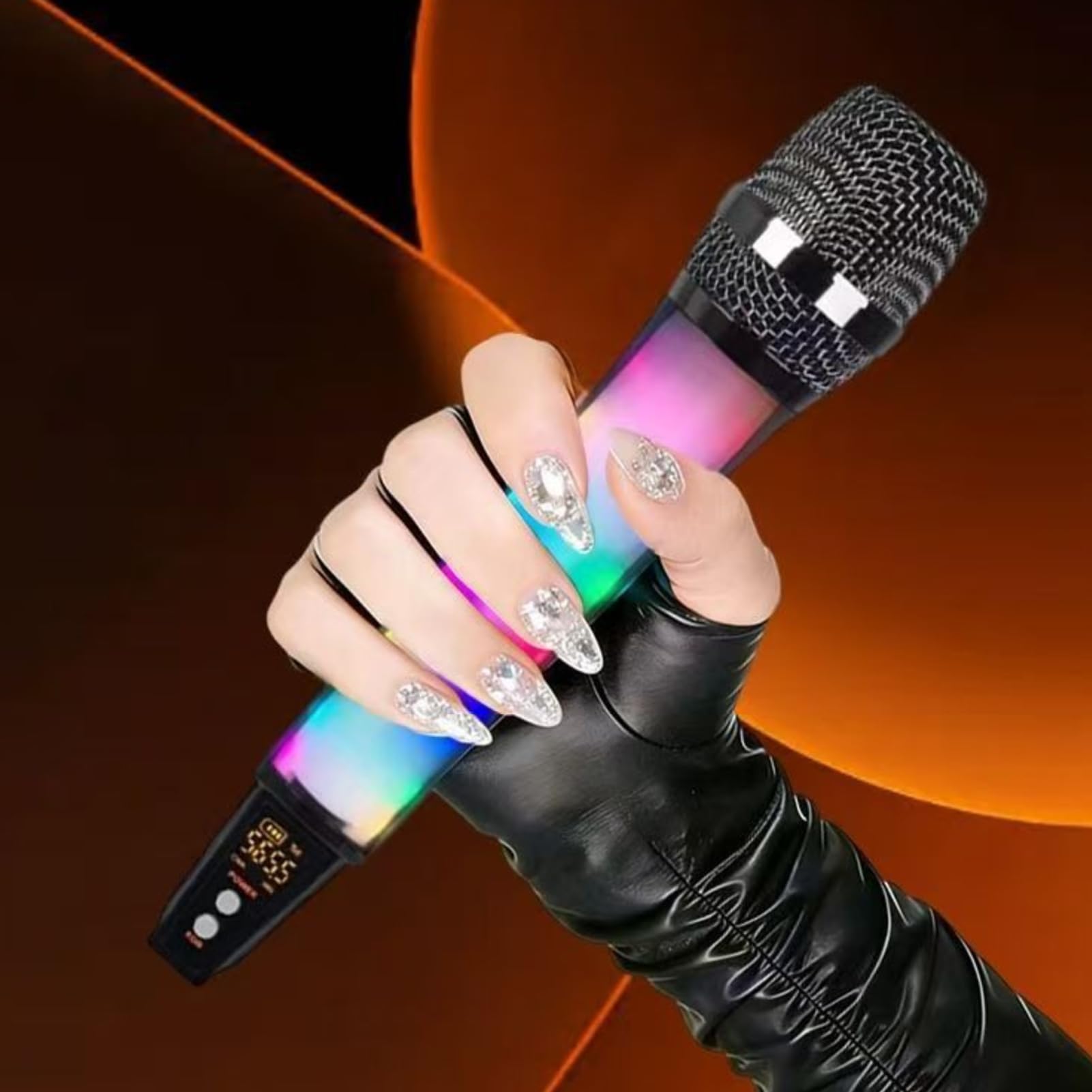Dilwe RGB Funkmikrofon mit Empfänger, 6,5 mm Audio für Heim KTV Live