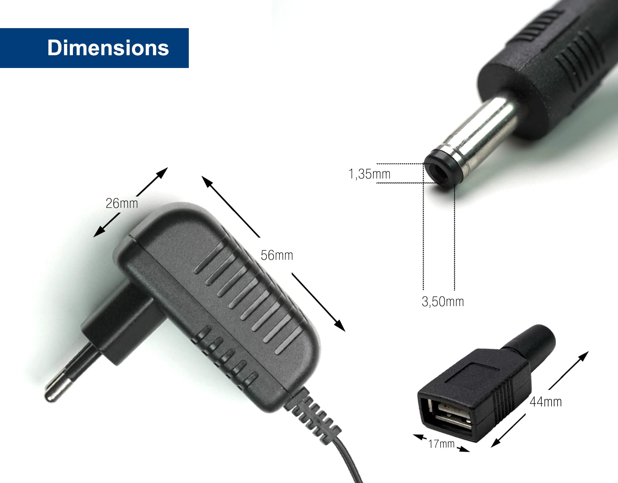 EDISION Zasilacz 5V/1.0A 2pin EU zestaw z adapterem USB, ORYGINALNY, kompatybilny z NANO T265+ Dekoder, dla programowalnej funkcji PVR, zewnętrzne zasilanie 5V przez USB