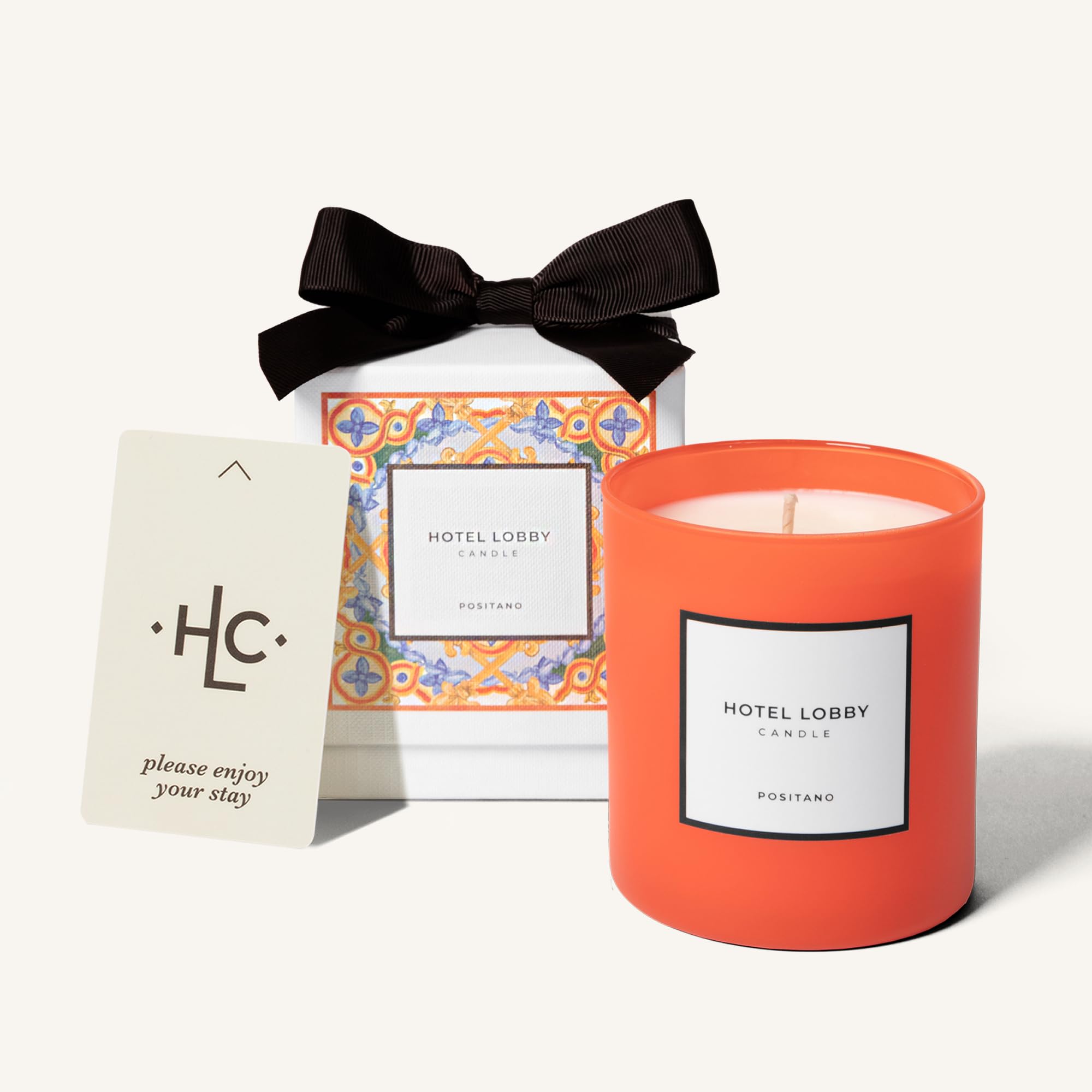 Hotel Lobby Positano Candle – Hand-Poured 9.75oz 100% Soy Wax with Bitter Orange, Cassis Buds, Wisteria, Sandalwood, and Warm Moss – Paraffin-Free, Infused with Essential Oils, 65-Hour Non-Toxic Burn