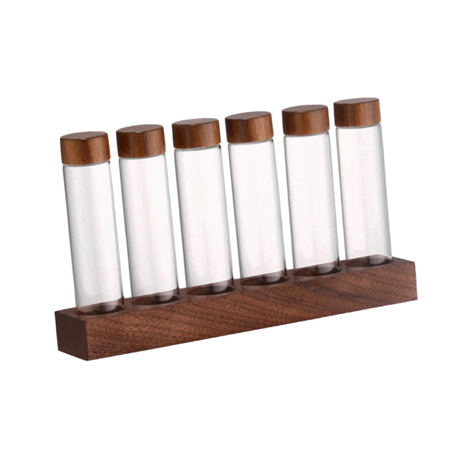 Reagenzglas Set Aus Glas, Aufbewahrungsröhrchen für Einzeldosis Kaffeebohnen mit Deckel, Präsentationsständer Aus Holz, Kaffeekeller für Die Speisekam