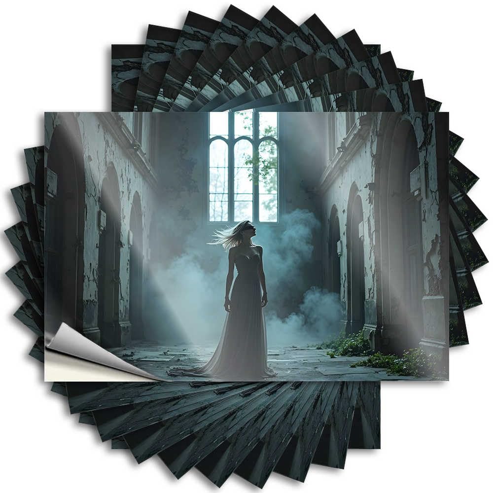Fzfn Colour Decals Music Vinyl Sticker | A Mysterious Figure In An Abandoned Hallway Girly For Boss Use(12X18cm)
