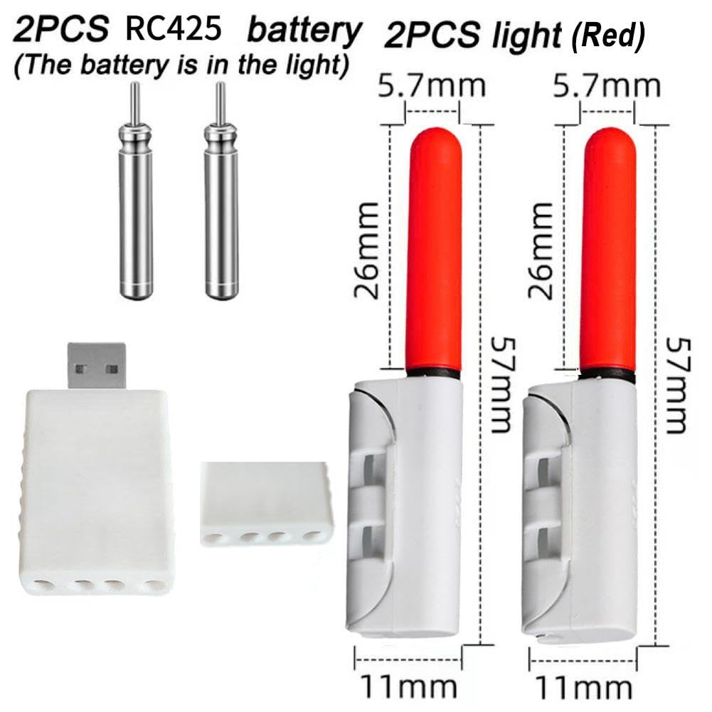 2 X Lampes De Canne à Pêche Rechargeables - Étanches, Avec Chargeur (NEUVES)