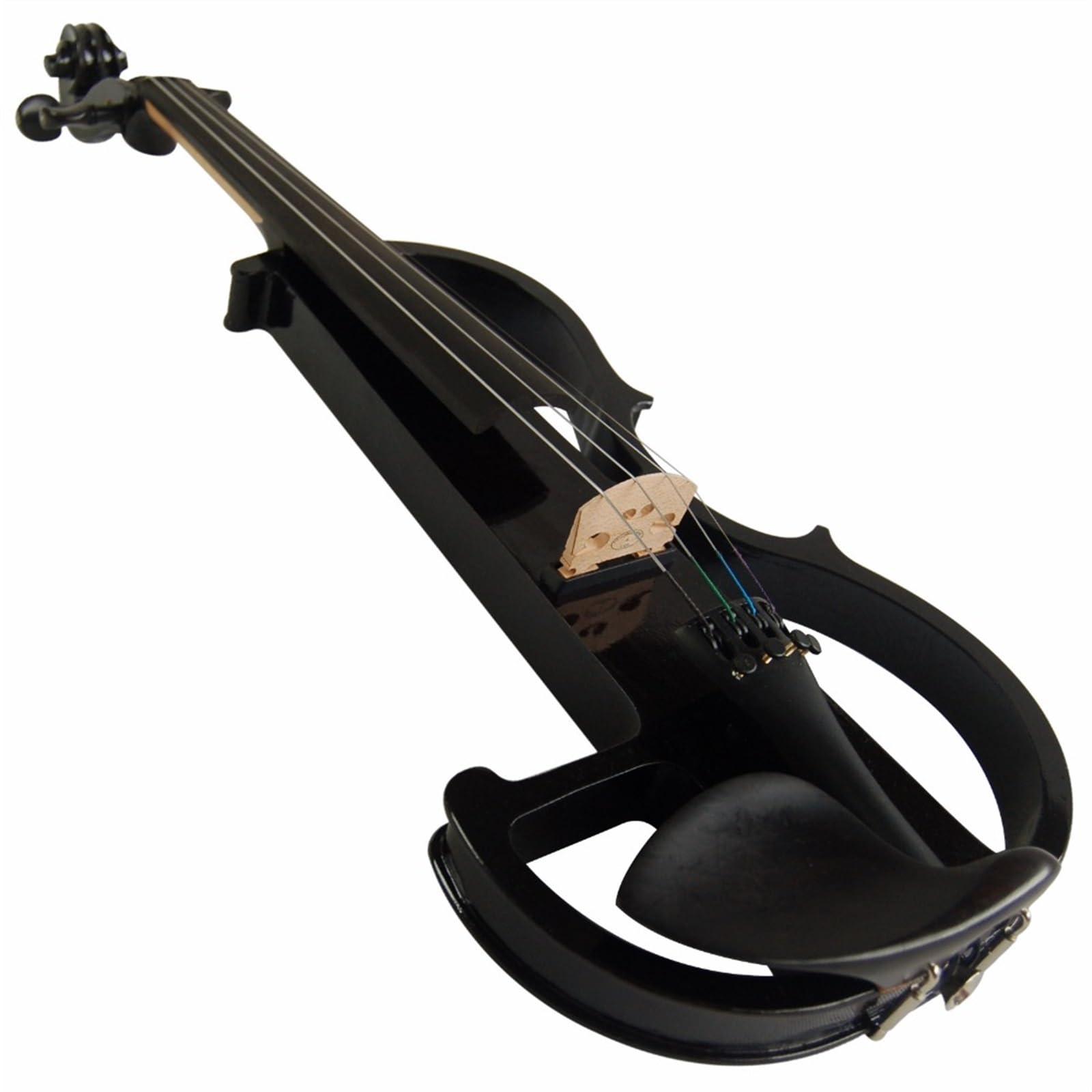 Violon Silencieux En Bois Massif Purement Noir Pièces De Raccords En Ébène 4/4 Violon Électrique Pleine Grandeur