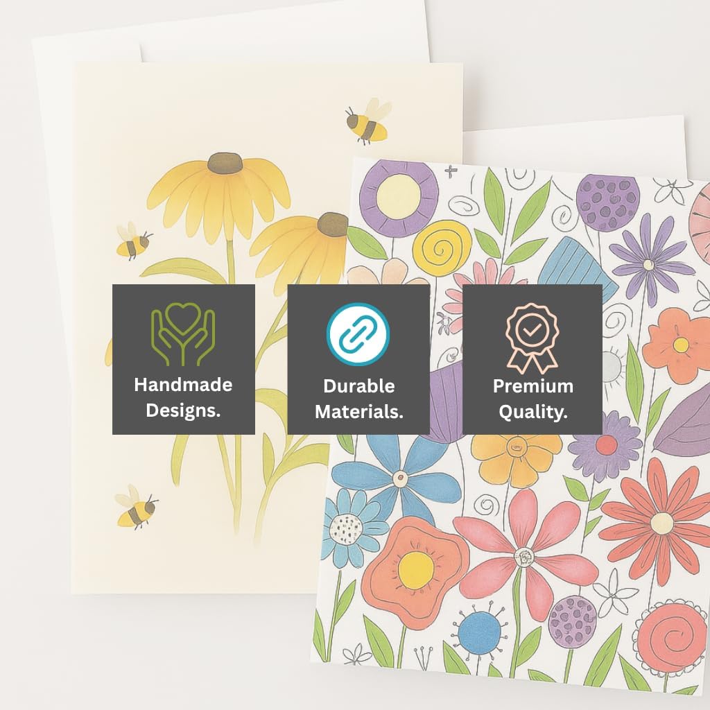 Blank Inside Greeting Card 5x7" with Envelope & Wax Seal – Watercolor Bee & Yellow Flower Design – All Occasion Card by Second Glance- Cards Worth Framing – Birthday, Mother’s Day, Thank You, Thinking Of You, Etc. - Image 8