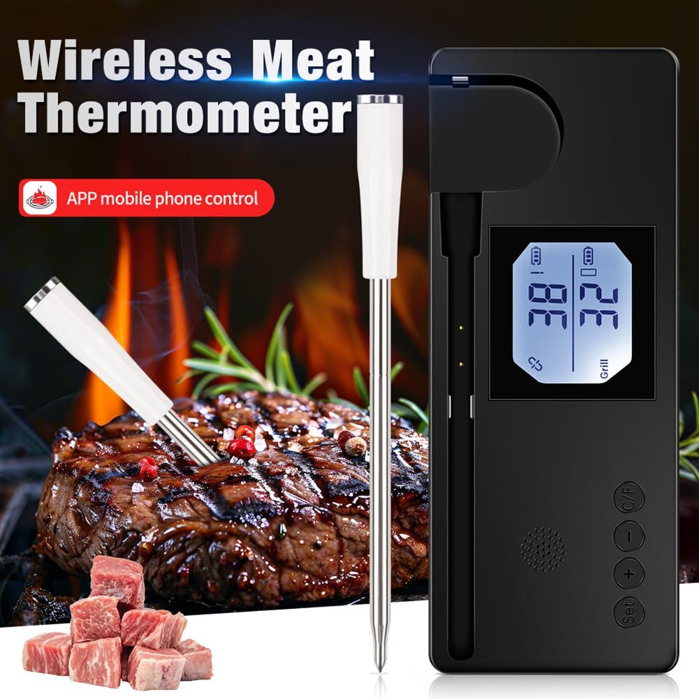 Termómetro inalámbrico para carne, inteligente, digital, Bluetooth, para barbacoa, control móvil, comprobador de temperatura de alimentos