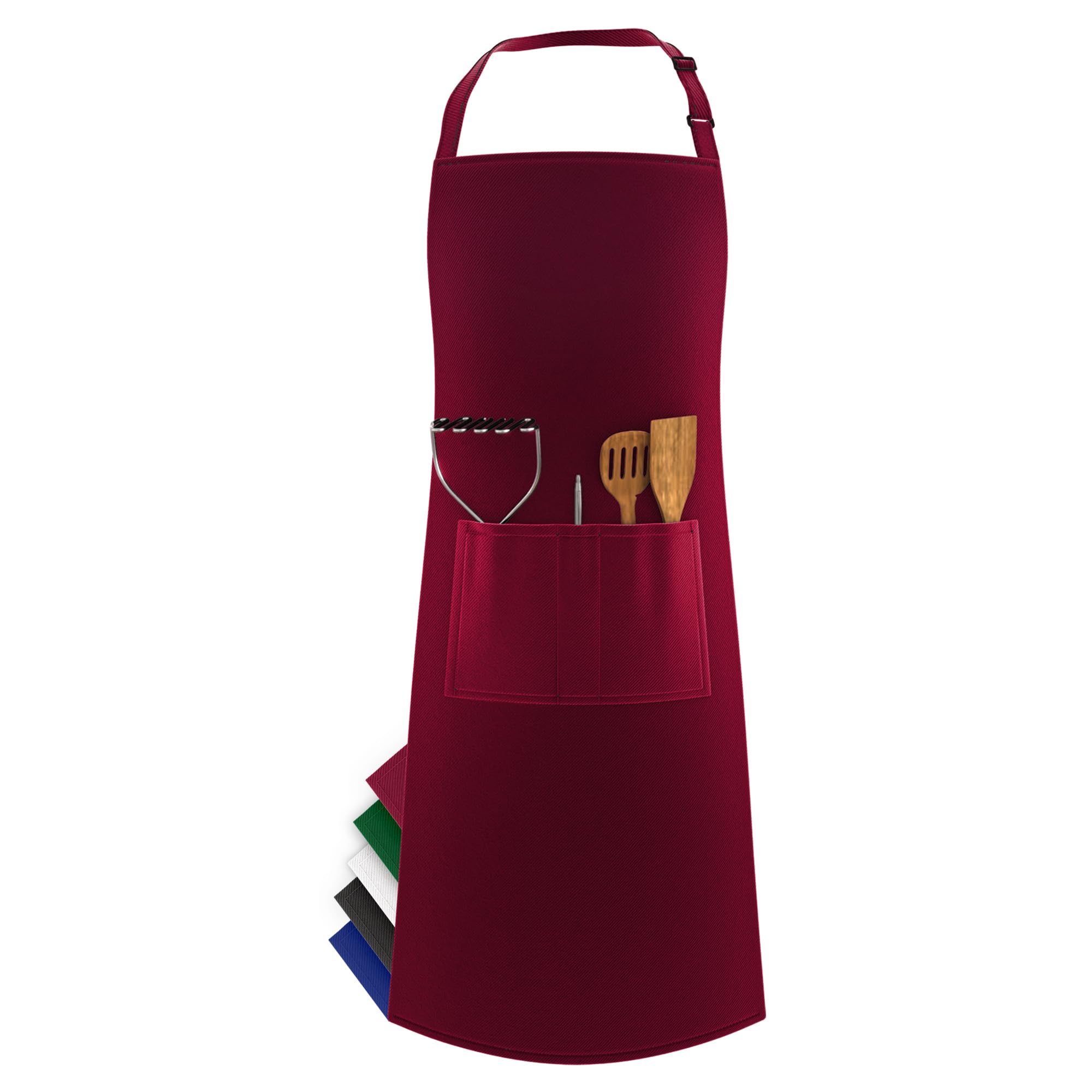 LEFUNDA® Cooking Waterproof Apron with 3 Pockets Adjustable BBQ Long Straps for Men Women Kitchen Restaurant Café