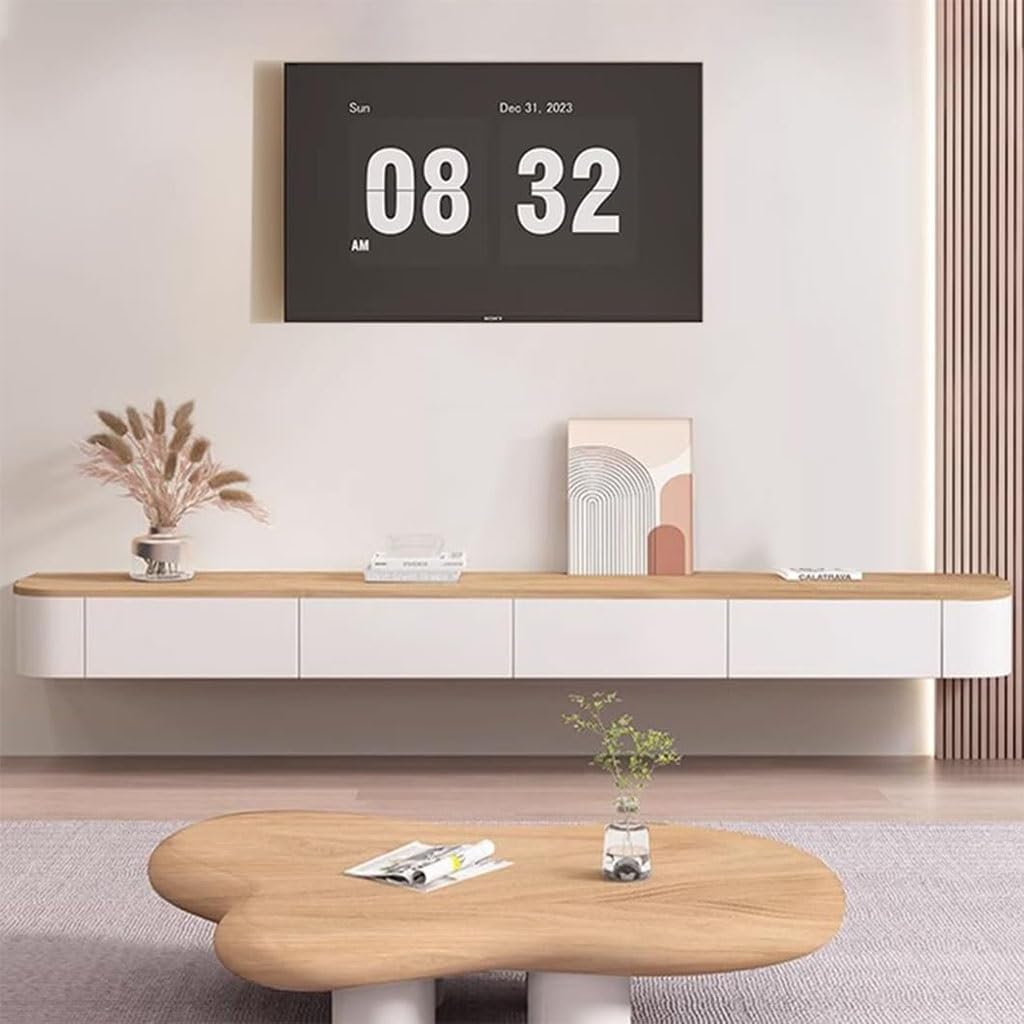 Schwebender TV-Ständer 120-300cm Schwebender TV-Ständer Tv-Schränke Für Wohnzimmer Entertainment Media Konsole Center Für Wohnzimmer Schlafzimmer TV-Bank(Wooden-B,160cm/62.9in)