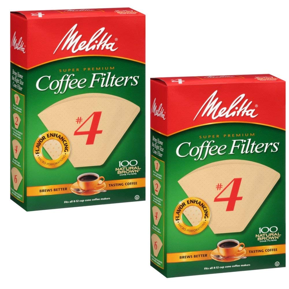 Melittas 4 Coffee Filters, Natural Brown, 100 Count (Pack of 2), 4