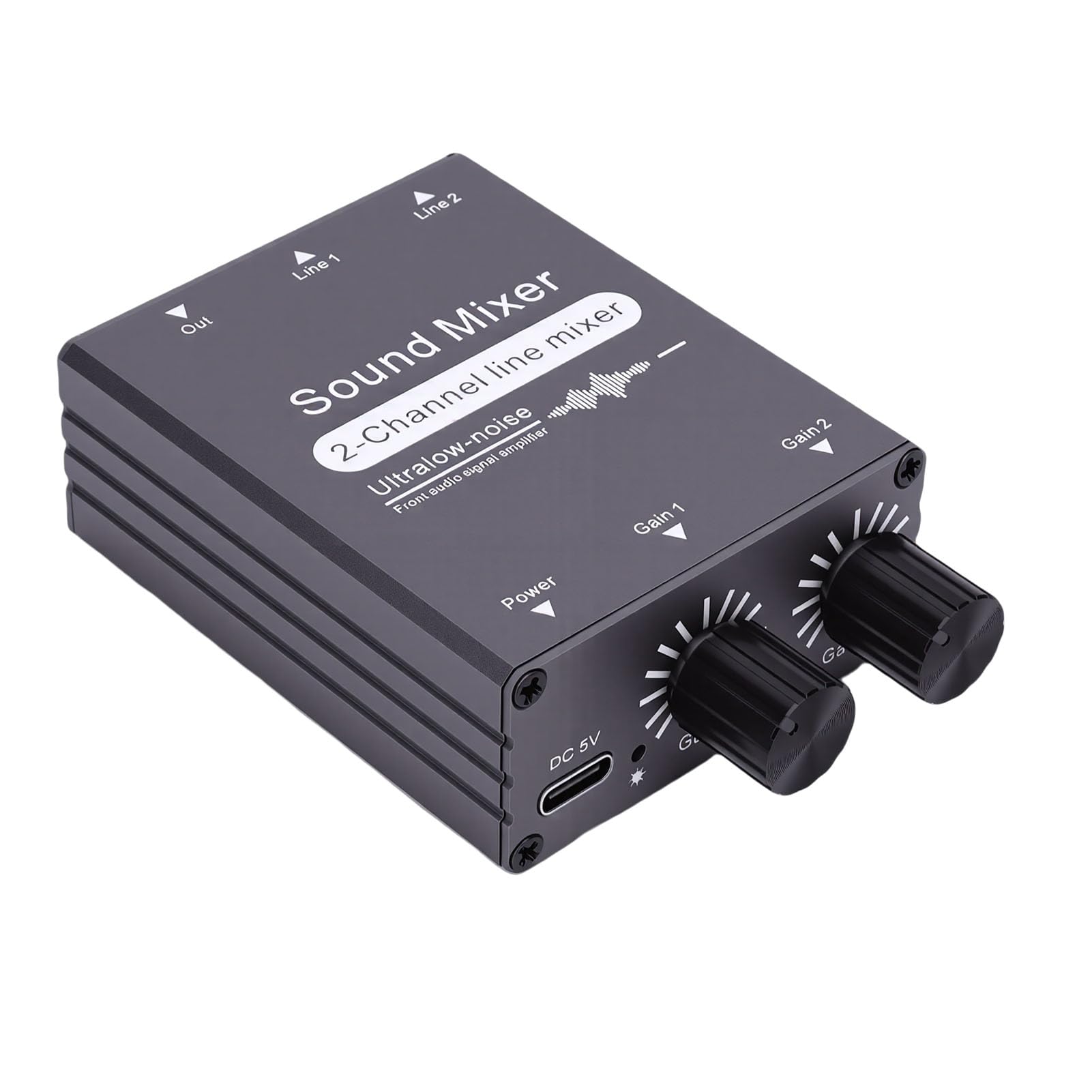 Mezclador De Audio De 2 Canales, Mezclador De Sonido Estéreo Mini 2 En 1, Interfaz De 3,5 Mm, Dos Mandos De Control De Volumen Independientes, Para PC, Teléfono