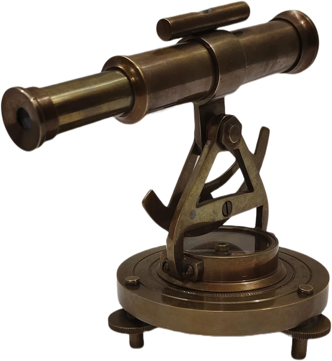 Desk Theodolite Handmade Antique Brass Small Alidade Telescope with Decorative Vintage Direction Compass Survey Instruments Home Decor Gift Item