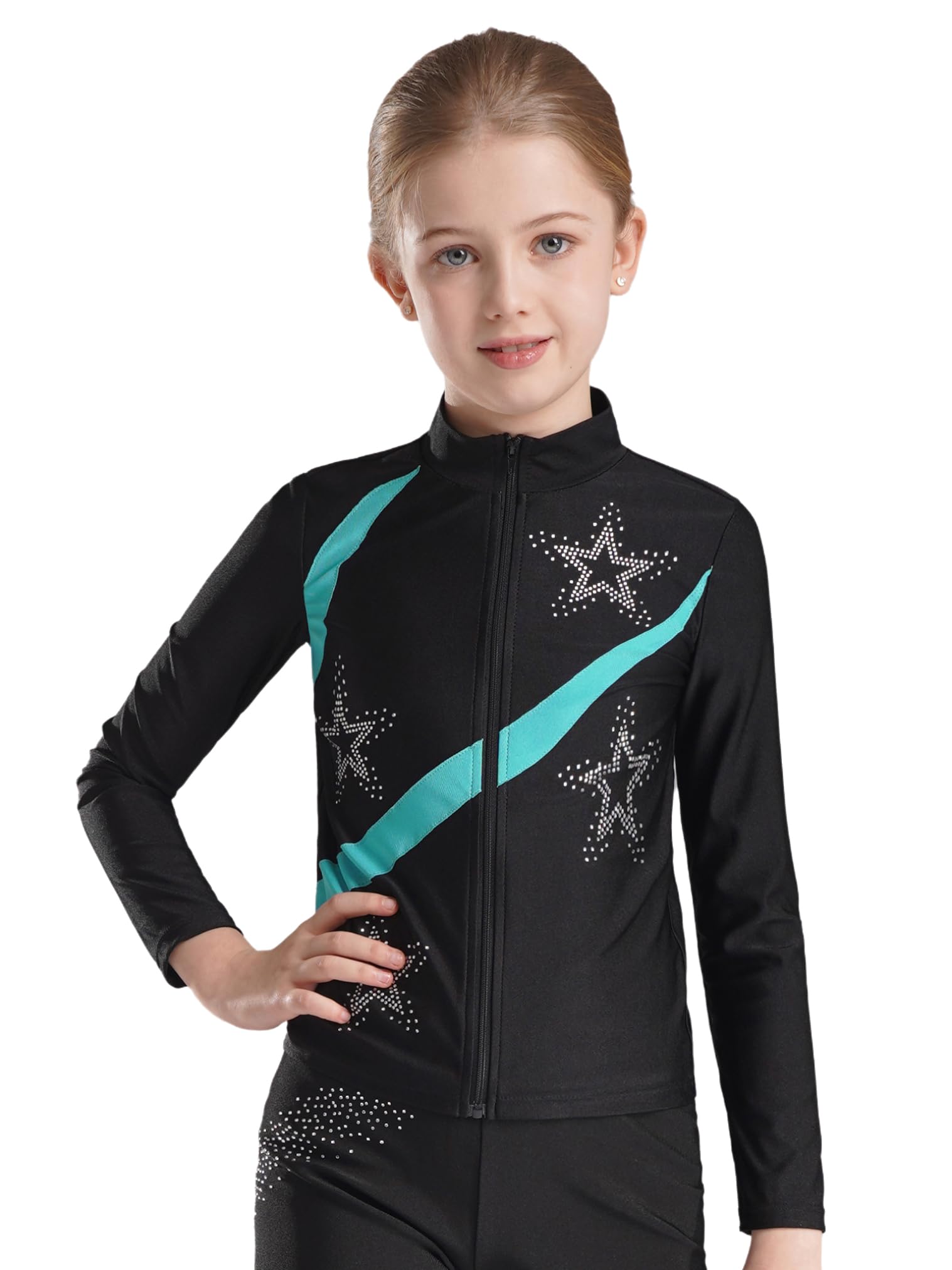 Polartec Polar Fleece Figure Skating Jacket With Rhinestones - Warm, Stretchy, Made In USA, Child Sizes