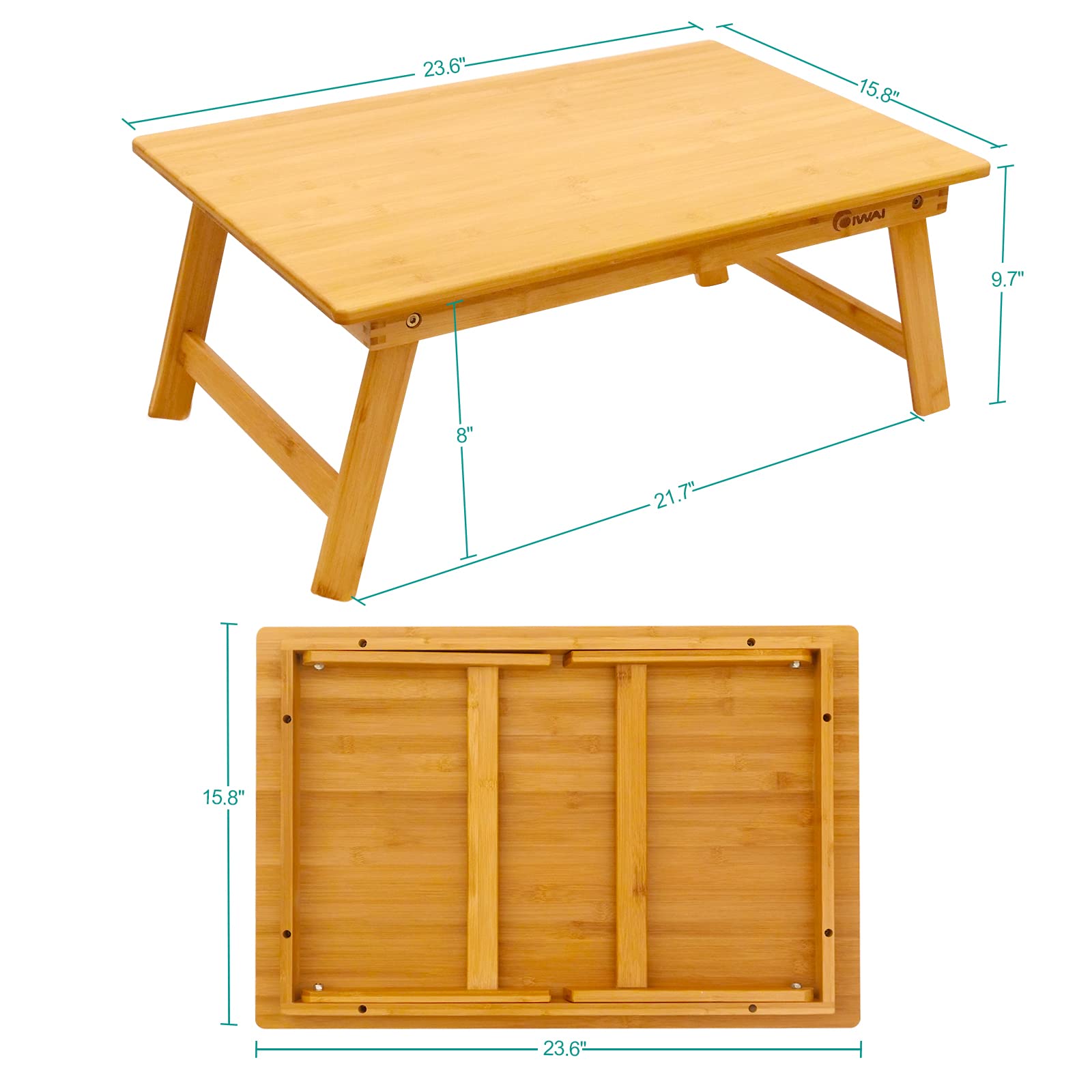 COIWAI Scrivania Portatile In Bambù Pieghevole Per Laptop - 60x40x24 Cm, Tavolo Da Letto, Vassoio Da Colazione