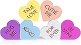 Valentines Day Decor, 6 PCS Double Printed Wood Heart Signs for The Home, Table, Tiered Tray, Mantel, Shelf, Office Decor - Valentine's Day Decorations
