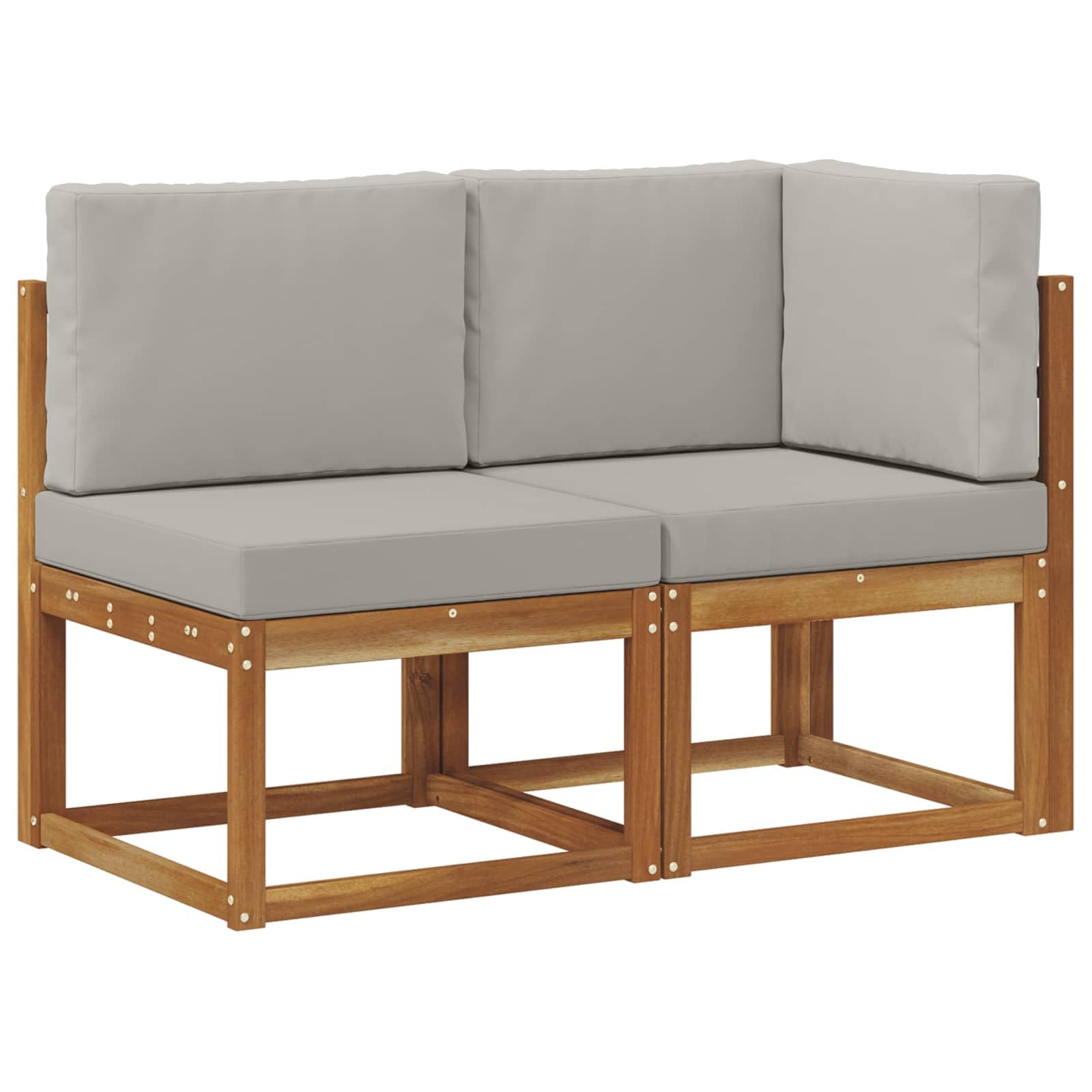 Mobilier de patio moderne en acacia massif résistant aux intempéries avec assise gris