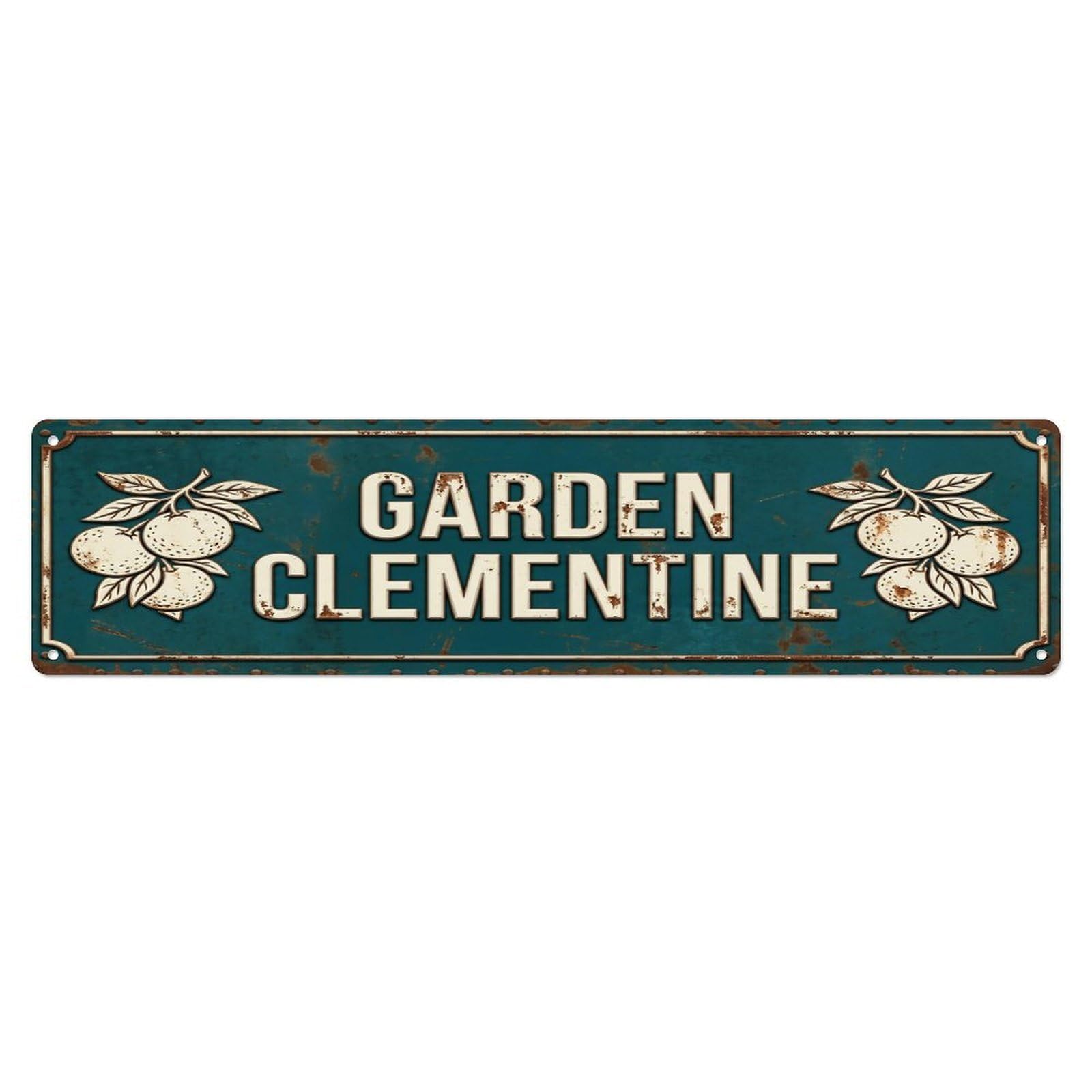 GARDEN CLEMENTINE Vintage Citrus Rustic Farmhouse Metal Tin Sign