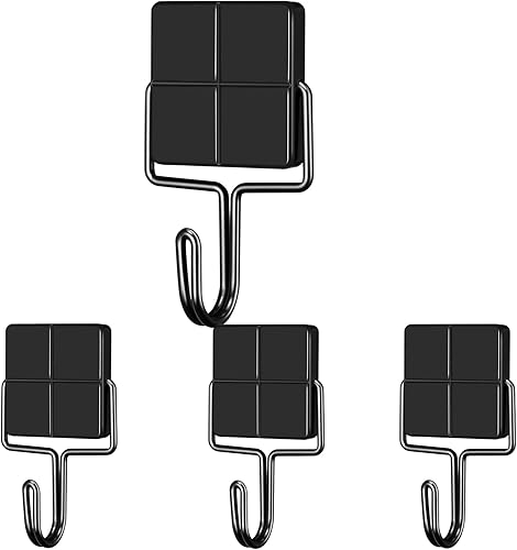 Ganchos magnéticos negros resistentes, ganchos magnéticos de neodimio fuertes para refrigerador, imán de refrigerador con gancho para colgar,