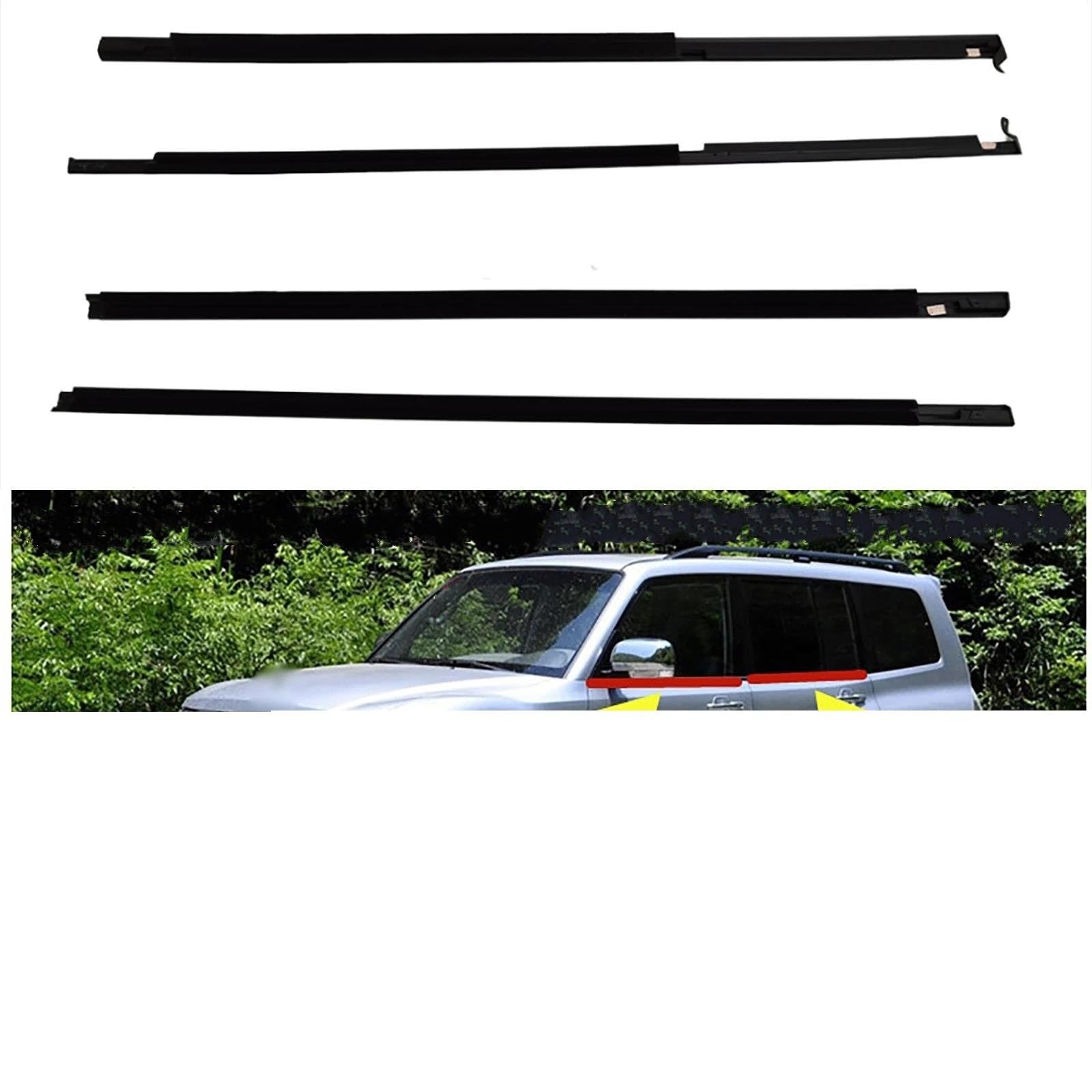 Burlete para ventanilla de Coche Mitsubishi Pajero Montero V73 V93 V97 2000-2016, Cinta de Sellado Impermeable para Ventanas, Correa de presión.