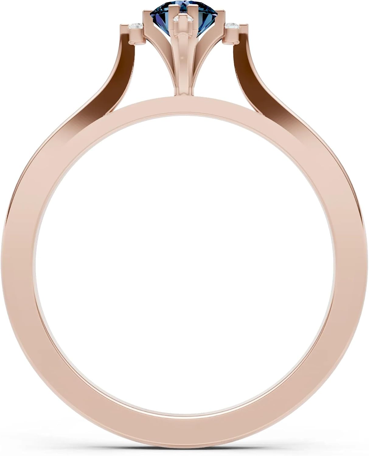 PEORA Round Cut Alexandrite Stackable Band Available in Solid 10K, 14K or 18K Ring – White, Yellow or Rose Gold
