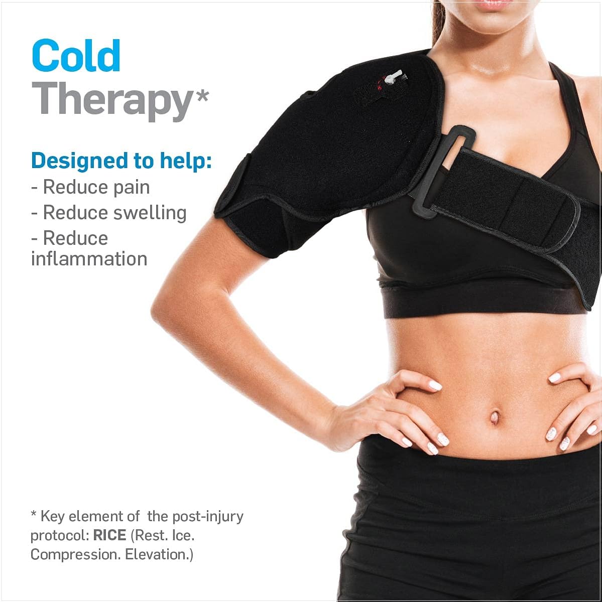 NatraCure Cold or Hot Shoulder Ice Pack Wrap, Compression Shoulder Brace for Pain Relief - Cool or Heating Pad for Rotator Cuff Injuries, Football, Baseball, Volleyball, Basketball, Golf, Softball