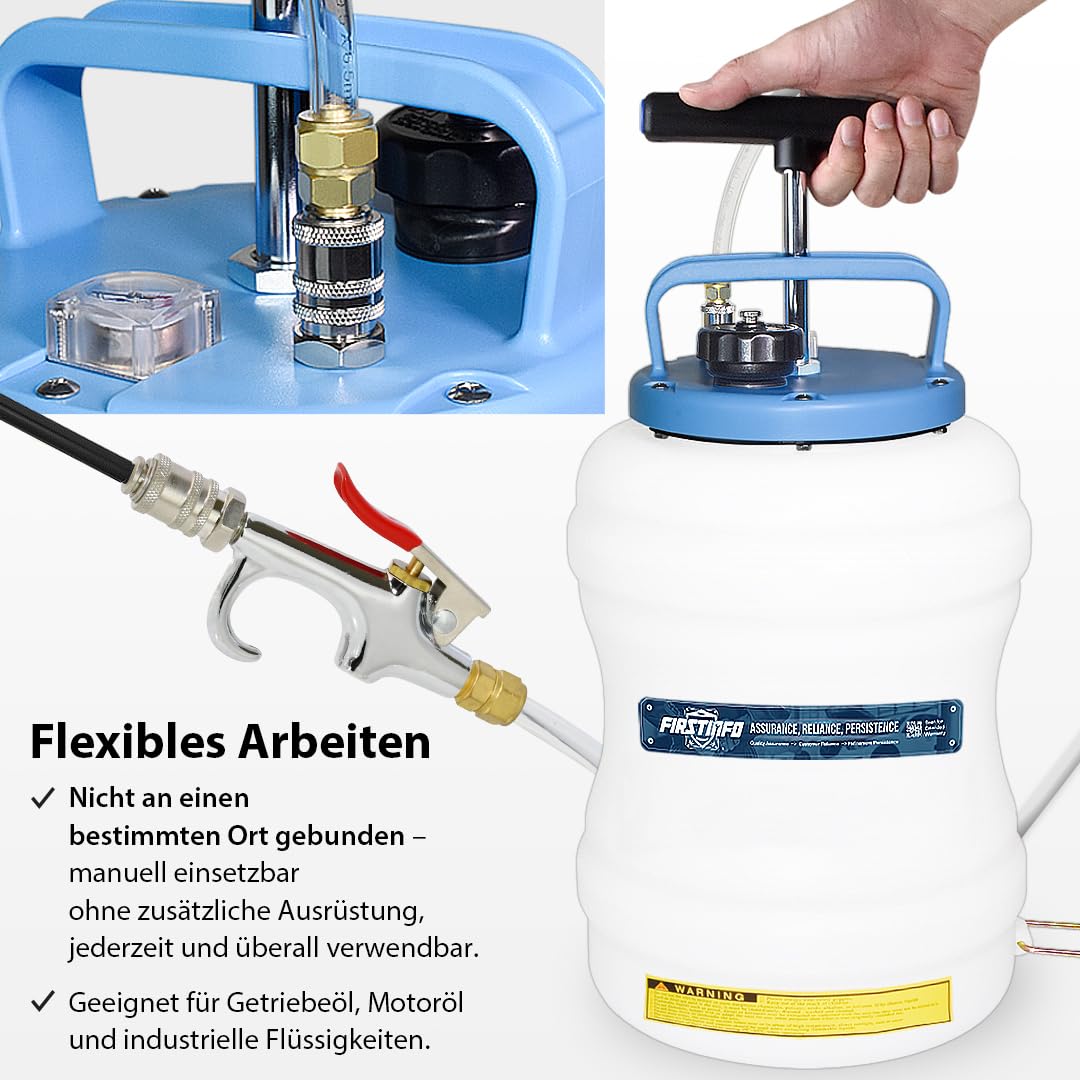 FIRSTINFO Getriebeöl Befüllgerät 10,5 L, Manuelle ATF Befüllpumpe mit 14 Adaptern für Automatikgetriebe DSG CVT, Professionelles Ölfüllsystem A1138HN
