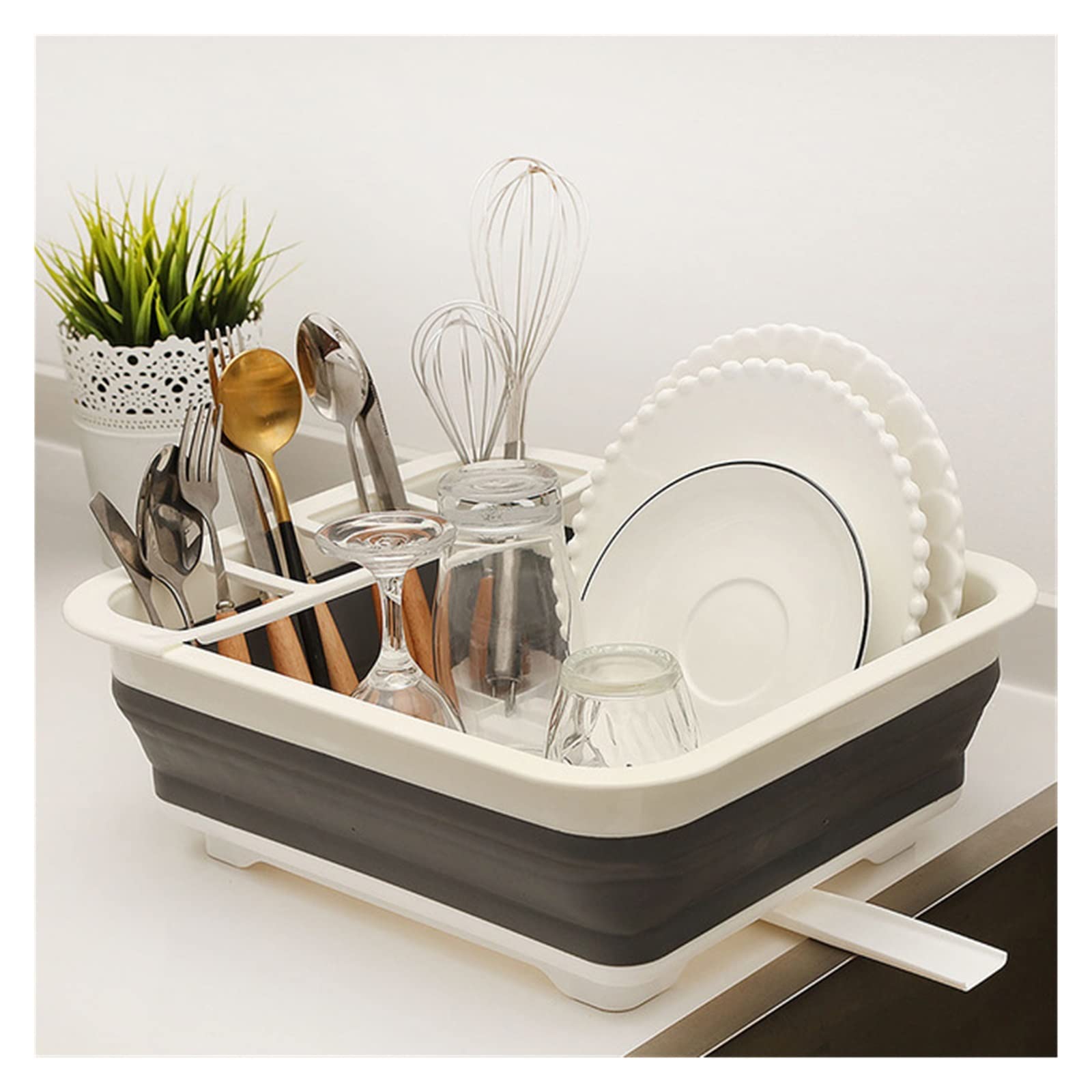 Kogedss One Color Camper Car Foldable Dish Rack Tableware Rack Portable Bowl Rack Tpr Bowl Sink Design For Rv Caravan Boats
