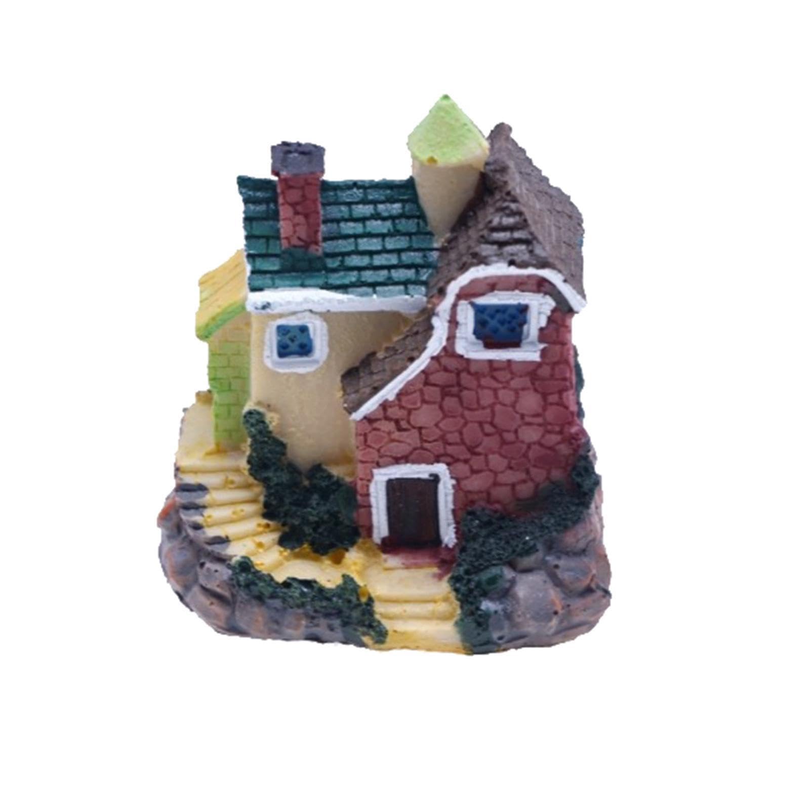 Mophrati Mini Resin House Decorative Miniature Fairy Garden House Crafting Gem For Outdoor Decor Ideas And Gifting Occasions Photo Props Birthday Gift Bonsai