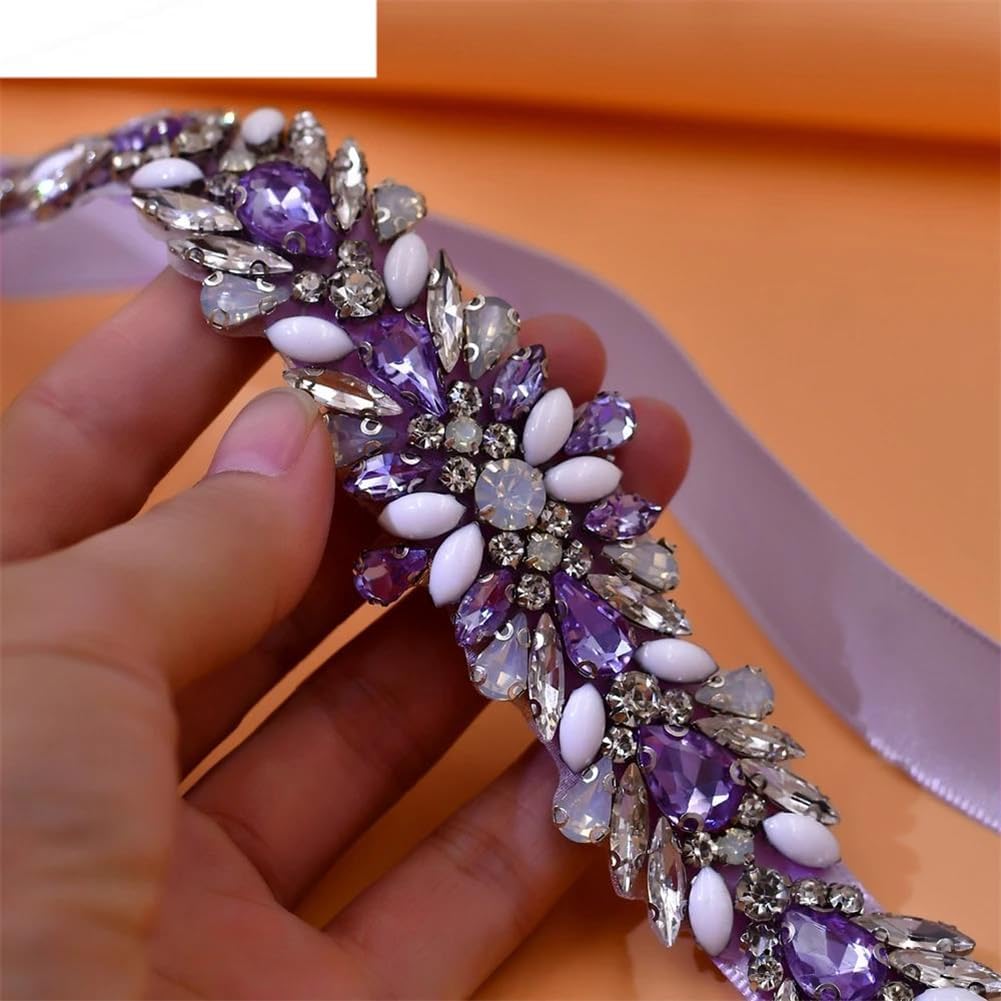 Bridal Dress Belt Wedding Accessories Women Evening Party Gown Rhinestone Applique Sash