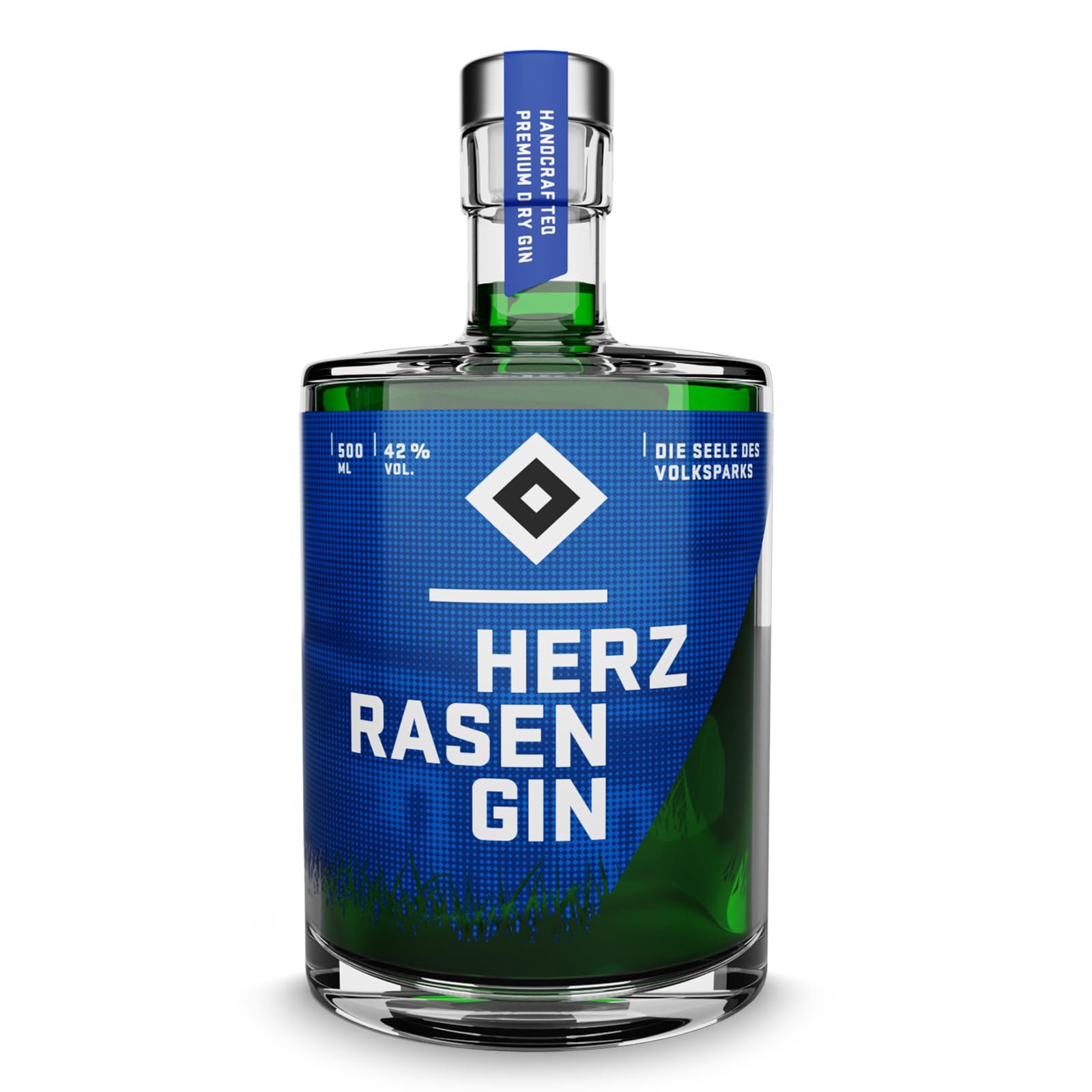 HERZRASEN 0,5L Dry Gin HSV Edition würzig & zitronig frisch - Veganer 42% Vol. Grüner Gin für HSV- und Hamburg Fans - Hochwertig