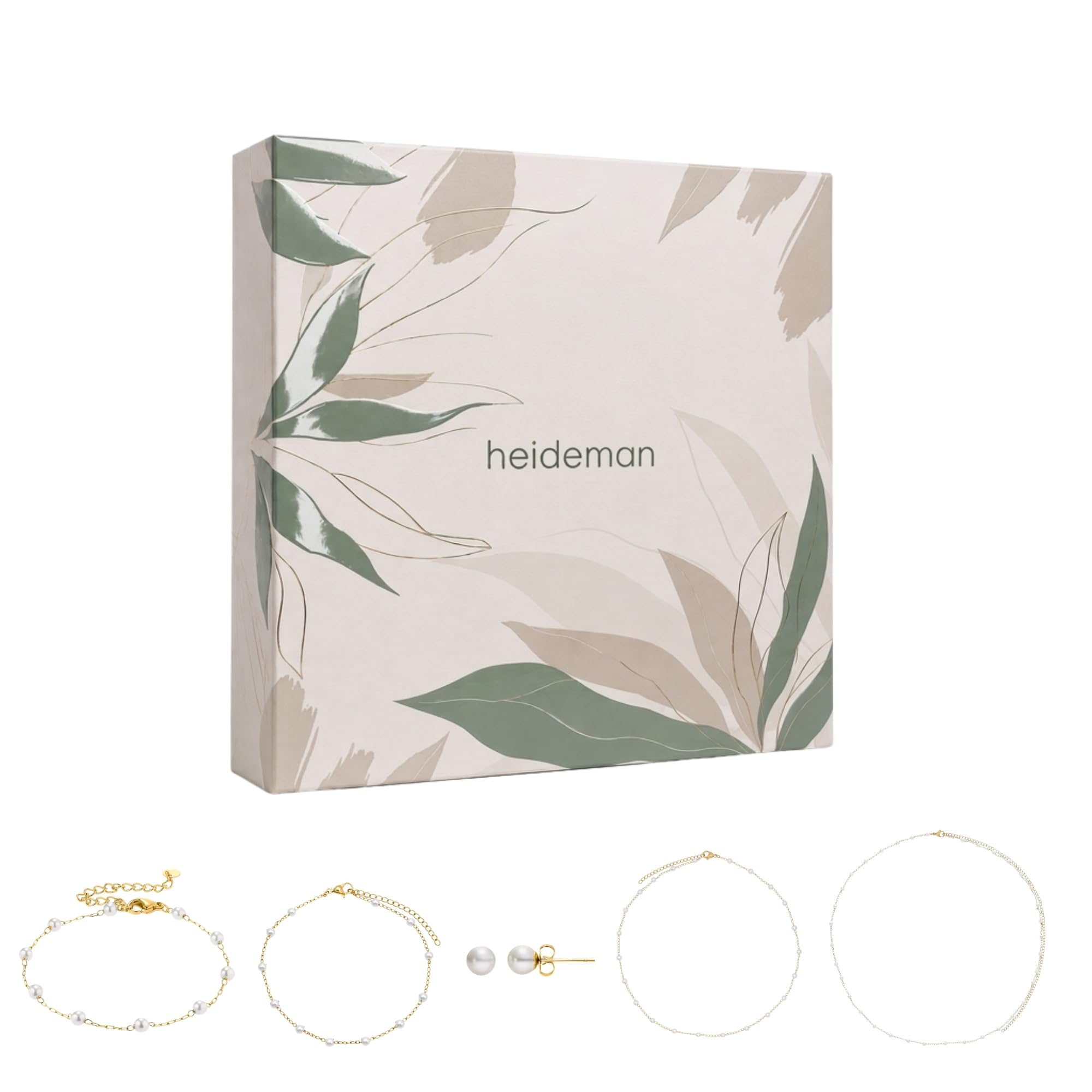Heideman Schmuckset Damen Capri Edelstahl mit Perlen 5-tlg pflegeleicht | Set zum Kombinieren, wahlweise Gold- oder Silberoptik, hautfreundlich, nickelfrei, Geschenkidee zum Geburtstag