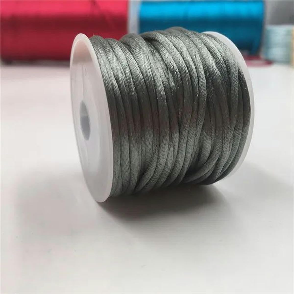 mm 10-225 metros/rollo Nudo chino Cordón de satén Trenzado Seda Macramé Cuerda Hilo Alambre DIY Pulseras Fabricación Hallazgos Abalorios-metal gris 484-250 yardas rollo