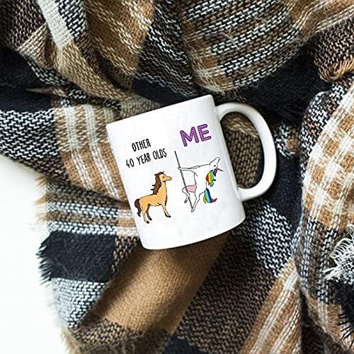 40th Birthday Gifts for Women Men, 11 oz Novelty 40 Years Old Coffee Mug for Best Friend, OMNIQI Funny 40th Mug Birthday Decorations Forty Birthday Gift