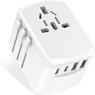 Adaptateur Prise Universelle Voyage International - 5 in1 Travel Adapter Internationale avec 2 USB 2 Type C et 1 AC Universel France vers UK USA Australie Thailande Japon Yioihnm
