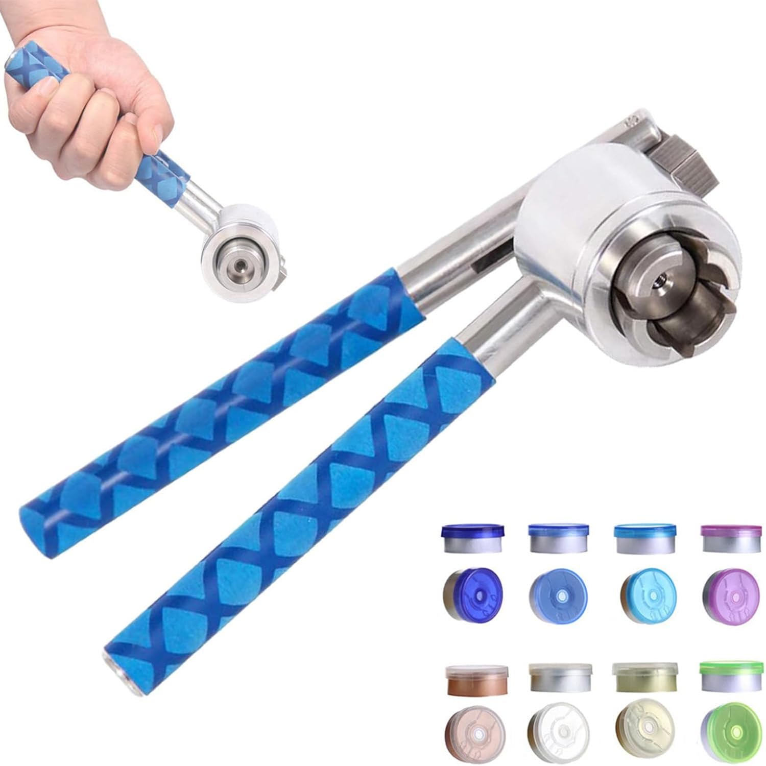 TsoLay 20mm Flip Vial Crimper, Manual Sealer Hand Sealing Machine with Non-Slip Handle, Stainless Steel, High-Speed Bottle Sealing for Pharmaceutical Food Packaging Laboratories