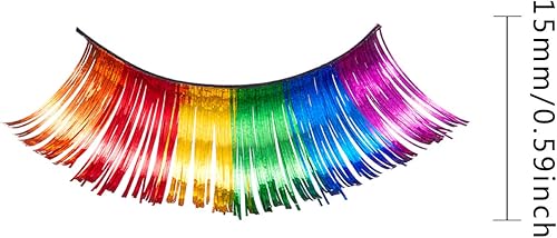 Miniatura 2 de Blulu 3 pares de pestañas de arco iris llamativas de oropel para fiesta, pestañas de payaso, accesorios de Halloween para suministros de cosplay en