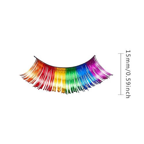 Miniatura 2 de 3 pares de pestañas de arco iris llamativas de oropel para fiesta, pestañas de payaso, accesorios de Halloween para suministros de cosplay en