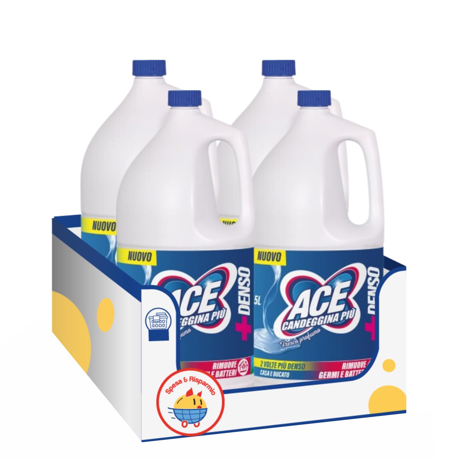 Candeggina Densa con Fresco Profumo 2,5L – Pulizia Profonda Multiuso kit con Spugna Brandizzata SPESA & RISPARMIO Inclusa – Variazioni 4/8/12 Pezzi (4)
