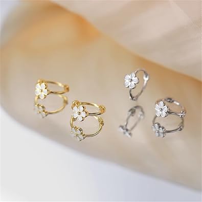 Flower Earrings for Women Daisy Hoop Stud Earrings Enamel Crystal Gold Silver Daily Party Holiday Outfits Fashion Jewelry