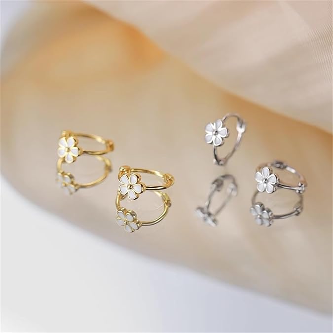 Flower Earrings for Women Daisy Hoop Stud Earrings Enamel Crystal Gold Silver Daily Party Holiday Outfits Fashion Jewelry
