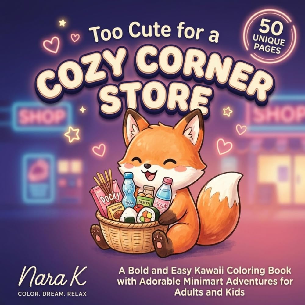 Too Cute for a Cozy Corner Store: A Bold and Easy Kawaii Coloring Book with Adorable Minimart Adventures for Adults and Kids
