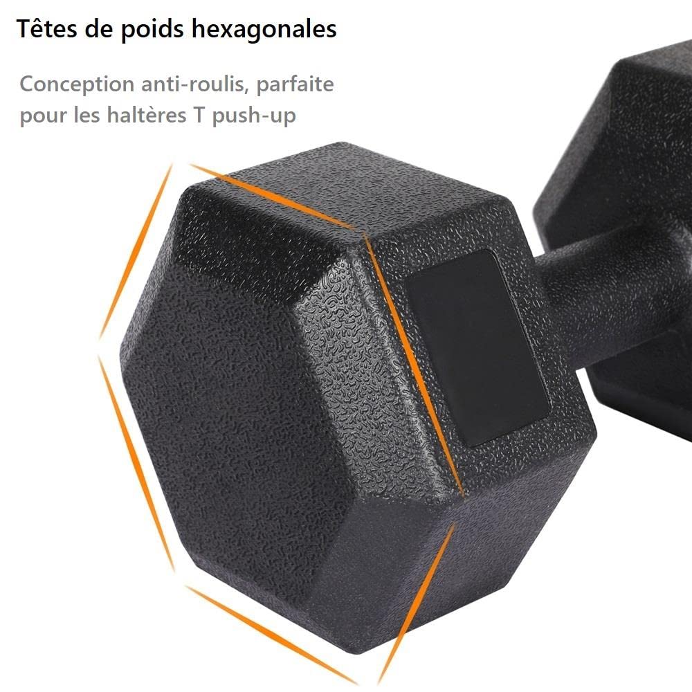 Yaheetech Lot de 2 Haltères Courts 2x5kg /7,5kg ou 10kg Kit Haltères Musculation Fitness pour Homme et Femme en Fer et PVC Noir