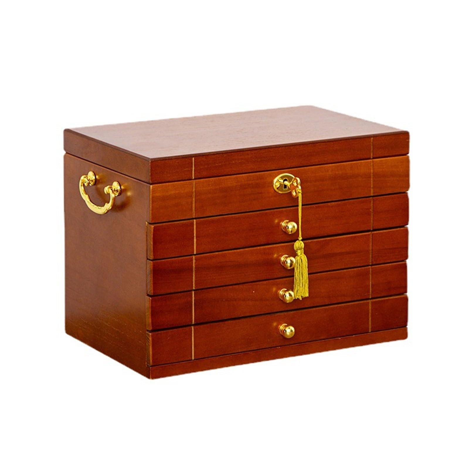 Joyero para Mujer Caja de almacenamiento joyería madera maciza vintage Collar Anillo Pendiente Organizador de Madera