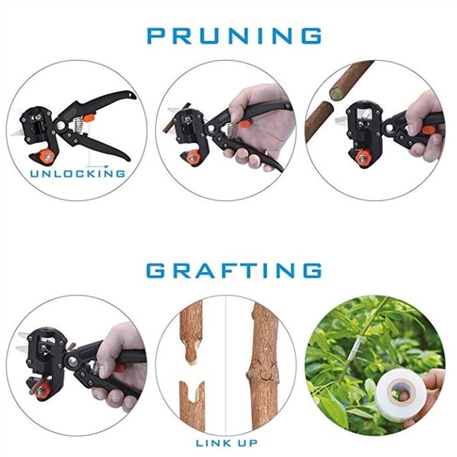 Potatore Manuale Attrezzo per innesto da Giardino Kit di Forbici da potatura Set di Utensili per innesto da Giardino per Alberi da frutto Forbici da potatura Professional